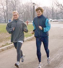 Melissa & Janie running in Delaware Park